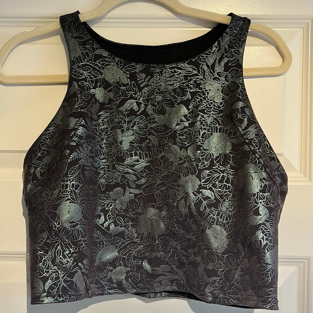 Lululemon black iridescent foil tank sz 12